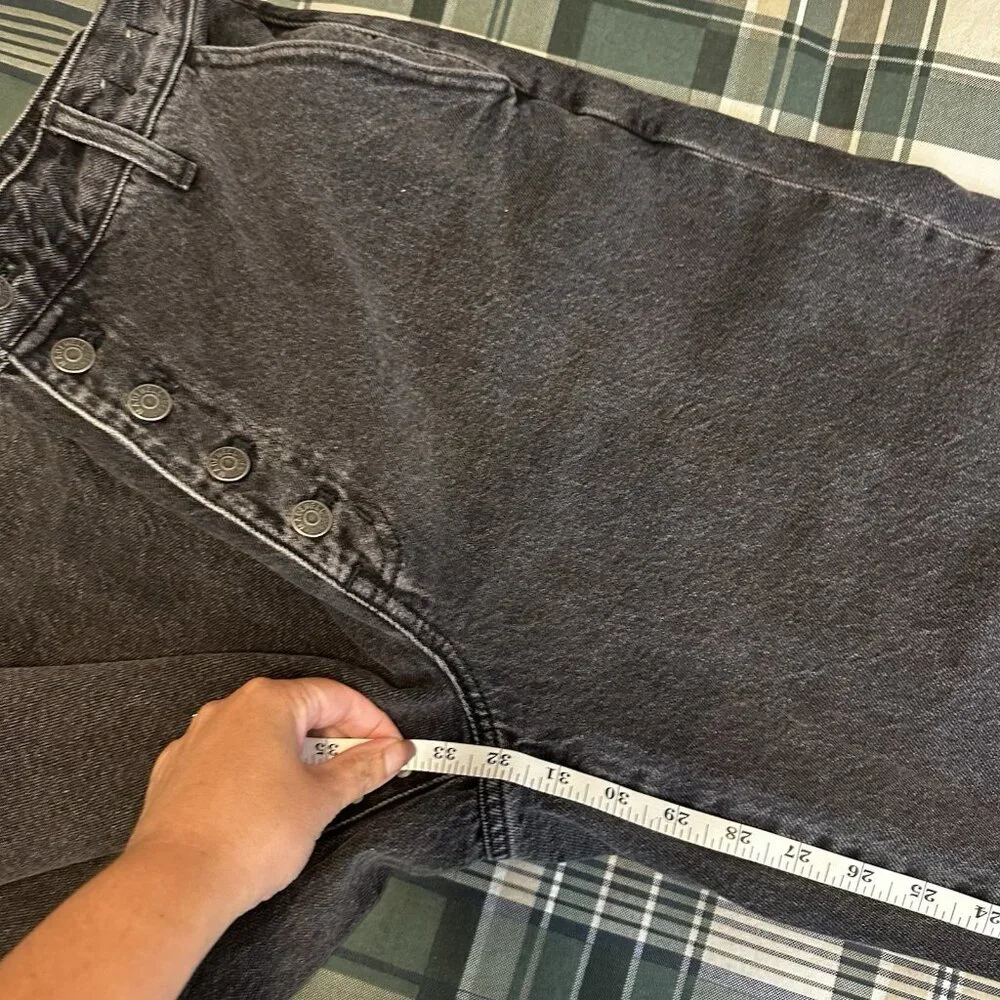 Madewell Curvy Super Wide Leg Jeans Women's 30 Black Denim Button Fly Flare Y2K - Picture 15 of 15